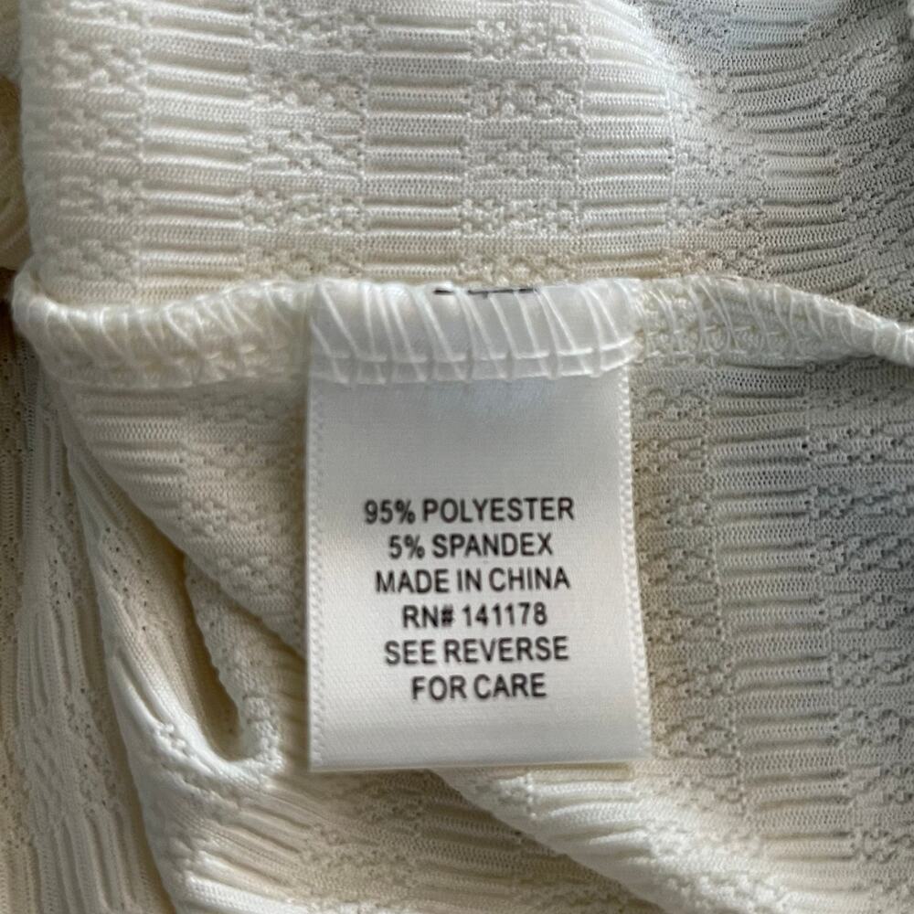 Atelier by Kirious Cream Short Sleeve Texture V-Neck Babydoll Knit Blouse Medium - Picture 9 of 13